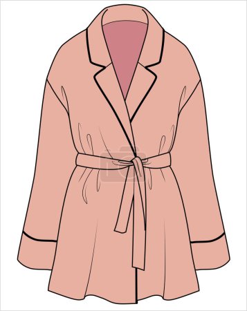 Illustration for NOTCH COLAR LOUNGE WEAR FOR WOMEN IN EDITABLE VECTOR FILE - Royalty Free Image