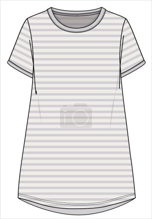 Illustration for FLAT SKETCH OF NIGHTWEAR DRESS FOR WOMEN AND TEEN GIRLS IN EDITABLE VECTOR FILE - Royalty Free Image