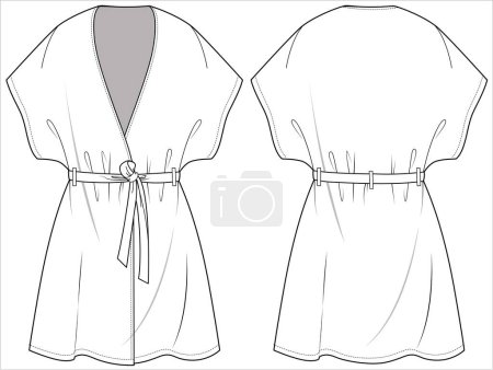 Illustration for LOUNGE WEAR COVER UP FOR WOMEN IN EDITABLE VECTOR FILE - Royalty Free Image