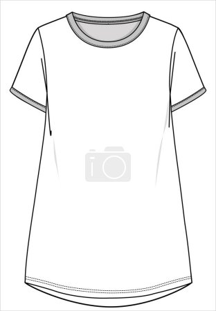 Illustration for FLAT SKETCH OF NIGHTWEAR DRESS FOR WOMEN AND TEEN GIRLS IN EDITABLE VECTOR FILE - Royalty Free Image