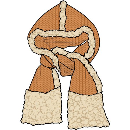 Illustration for FUR TRIM CAP SCARF IN EDITABLE VECTOR FILE - Royalty Free Image