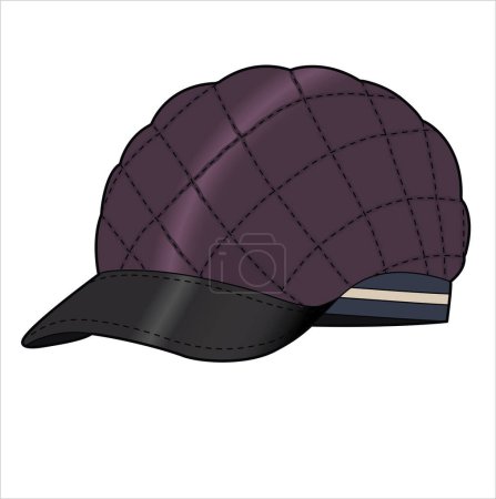 Illustration for STIFF PANEL SATIN UNISEX WEAR SPORTY BASEBALL CAP IN EDITABLE VECTOR - Royalty Free Image
