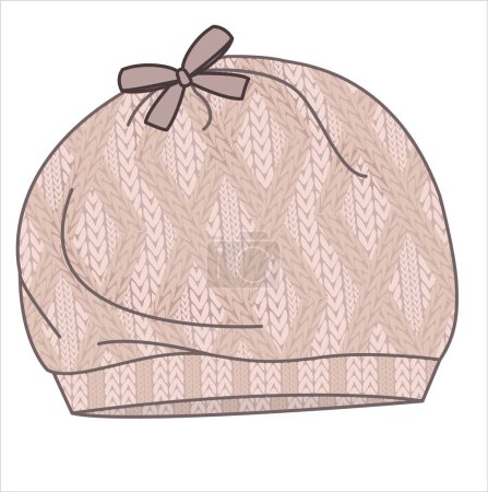 Illustration for CABLE KNIT BOBBLE WINTER CAP IN EDITABLE VECTOR - Royalty Free Image