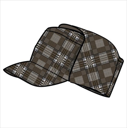 Illustration for CHECK PATTERN BASE BALL CAP IN EDITABLE VECTOR - Royalty Free Image