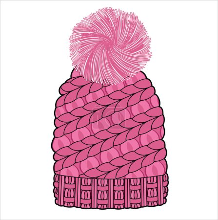 Illustration for WOOLEN BOBBLE CAP WITH POM POM BALL IN EDITABLE VECTOR - Royalty Free Image