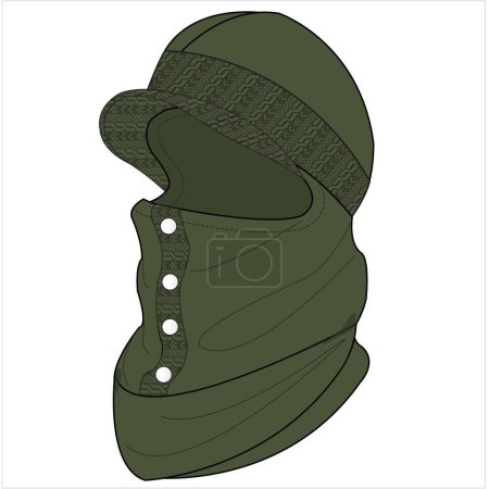 Illustration for WOOLEN STIFF PANEL WOOLEN KNITTED BALACLAVA IN EDITABLE VECTOR - Royalty Free Image
