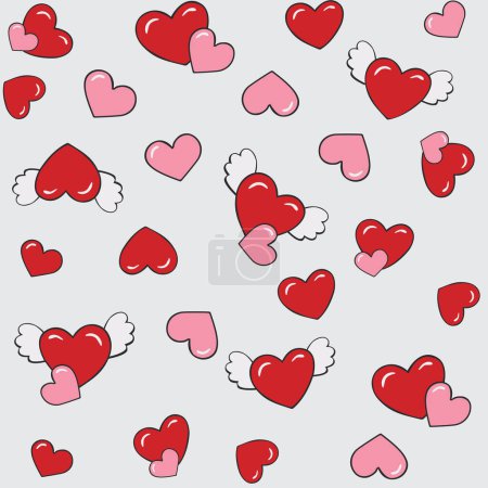 HEART WITH WINGS SEAMLESS PATTERN