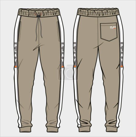 Illustration for FRENCH TERRY CUT AND SEW JOGGERS FOR MEN AND TEEN BOYS IN EDITABLE VECTOR FILE - Royalty Free Image