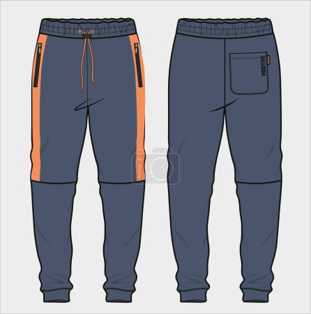 Illustration for FRENCH TERRY CUT AND SEW JOGGERS FOR MEN AND TEEN BOYS IN EDITABLE VECTOR FILE - Royalty Free Image