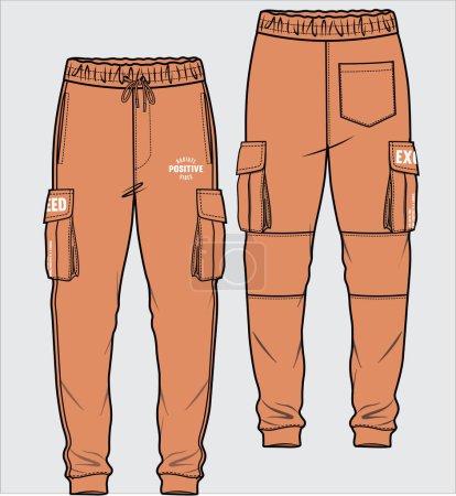 Illustration for PRINTED CARGO JOGGERS FOR BOYS AND MEN - Royalty Free Image