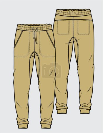 Illustration for BOYS AND MEN JOGGERS WITH PANEL DETAIL - Royalty Free Image