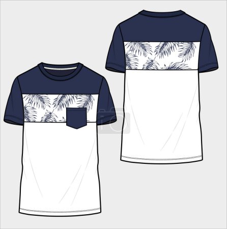Illustration for CUT AND SEW PANEL SHORT SLEEVES TEE FOR MEN AND TEEN BOYS IN EDITABLE VECTOR FILE - Royalty Free Image