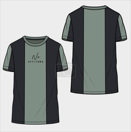 Illustration for CUT AND SEW PANEL SHORT SLEEVES TEE FOR MEN AND TEEN BOYS IN EDITABLE VECTOR FILE - Royalty Free Image