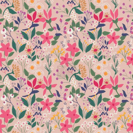 Illustration for COLOURFUL FLORAL DITSY SEAMLESS PATTERN - Royalty Free Image