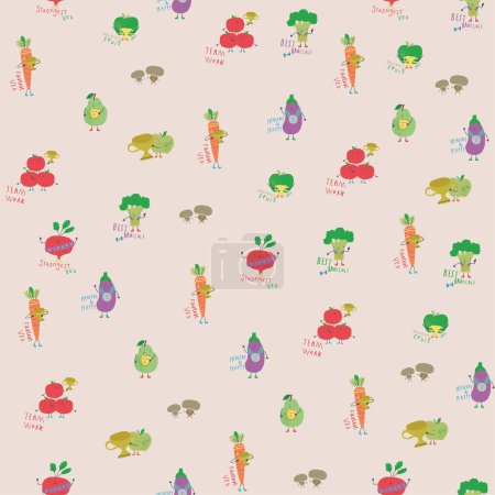Illustration for VEGETABLE AND FRUIT SEAMLESS PATTERN - Royalty Free Image