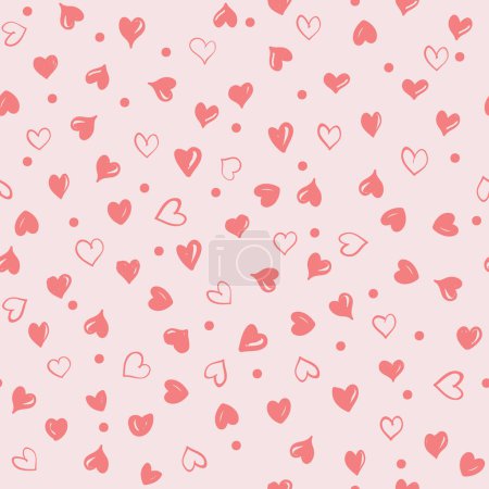 DOODLE PINK HEART SEAMLESS PRINT CAN BE USED FOR GIRLS APPAREL AND VALENTINE DAY GIFT WRAPPING PAPERS