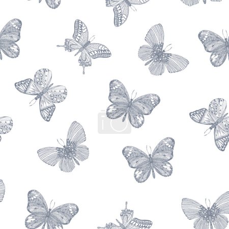 Illustration for SEAMLESS BUTTERFLY PATTERN VECTOR FOR TEXTILE PRINT AND WALL PAPERS - Royalty Free Image