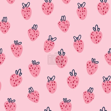 Illustration for PINK STRAWBERRY SEAMLESS PRINT PATTERN - Royalty Free Image