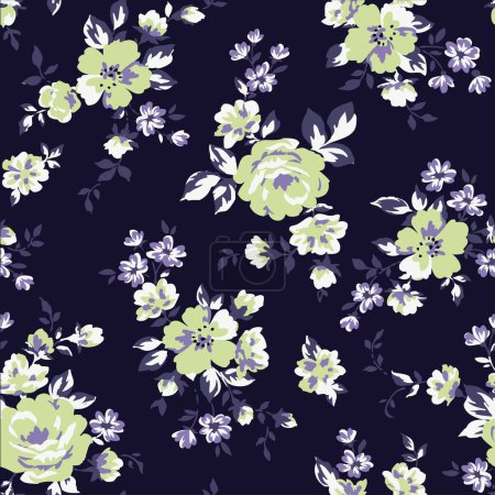 Illustration for VIBRANT FLORAL SEAMLESS PATTERN IN EDITABLE VECTOR FILE - Royalty Free Image
