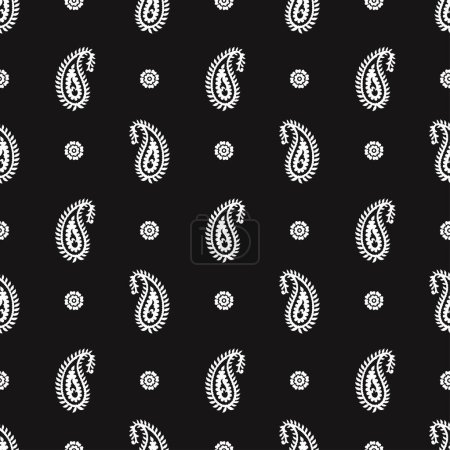 Illustration for MONOCHROME PAISLEY SEAMLESS PATTERN IN EDITABLE VECTOR FILE - Royalty Free Image