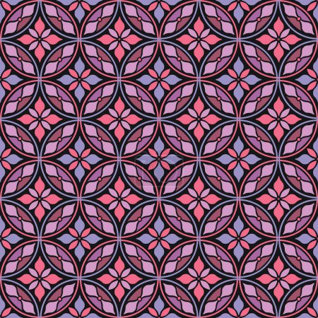Illustration for GEOMETIC FLORAL SEAMLESS PATTERN IN EDITABLE VECTOR FILE - Royalty Free Image