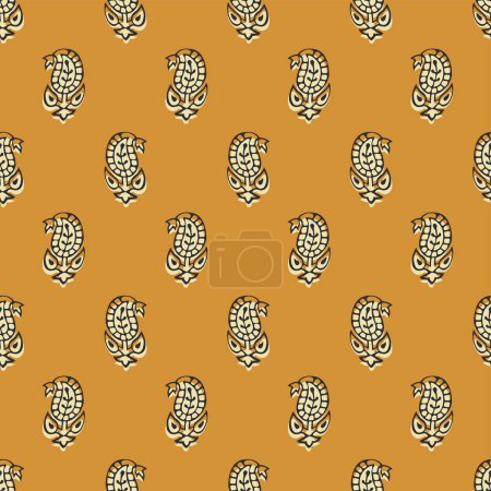 Illustration for PAISLEY WITH BLOCK PRINT DETAIL SEAMLESS PATTERN IN EDITABLE VECTOR FILE - Royalty Free Image