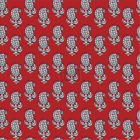 Illustration for PAISLEY WITH BLOCK PRINT DETAIL SEAMLESS PATTERN IN EDITABLE VECTOR FILE - Royalty Free Image