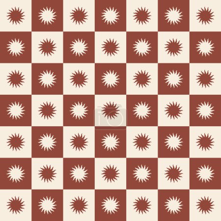 Illustration for GEOMETRIC SUN SEAMLESS PATTERN IN EDITABLE VECTOR FILE - Royalty Free Image