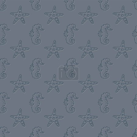 Illustration for STARFISH AND SEAHORSE SEAMLESS PATTERN IN VECTOR FILE - Royalty Free Image
