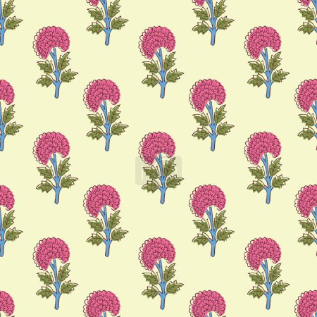 Illustration for SPRING FLORAL WITH BLOCK PRINT DETAIL SEAMLESS PATTERN IN EDITABLE VECTOR FILE - Royalty Free Image