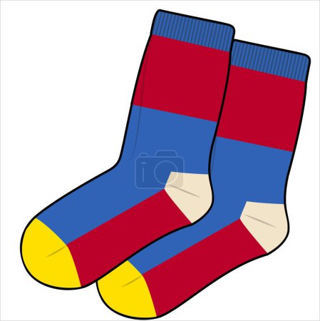 Illustration for TRENDY PAIR OF SOCKS WITH COLOR BLOCK IN EDITABLE VECTOR FILE - Royalty Free Image