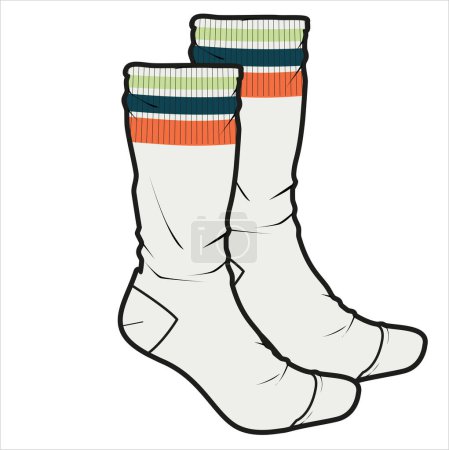 Illustration for CALF LENGTH WOOLEN STRIPER SOCKS IN EDITABLE VECTOR FILE - Royalty Free Image