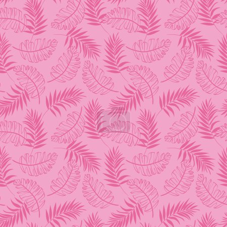 Téléchargez les illustrations : Feuilles de palmier tropical motif sans couture - en licence libre de droit