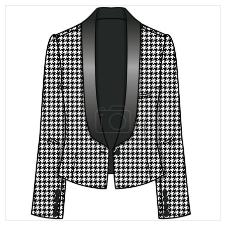 Illustration for TUXEDO BLAZER IN HOUNDS TOOTH FOR WOMEN CORPORATE WEAR VECTOR - Royalty Free Image
