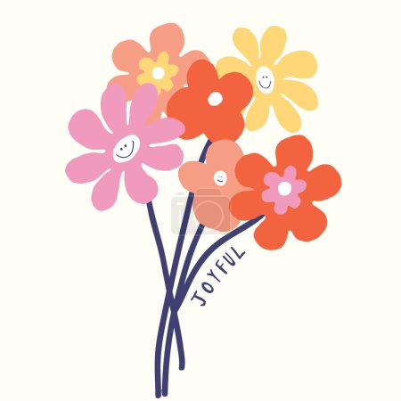 Illustration for COLORFUL FLOWER PRINT DESIGN FOR GIRLS - Royalty Free Image