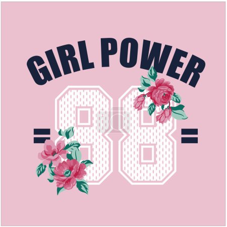 Illustration for Girl power sporty floral graphic in editable vector file - Royalty Free Image