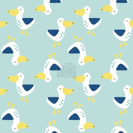 Illustration for SEAGULL SEAMLESS REPEAT PATTERN IN EDITABLE VECTOR FILE - Royalty Free Image