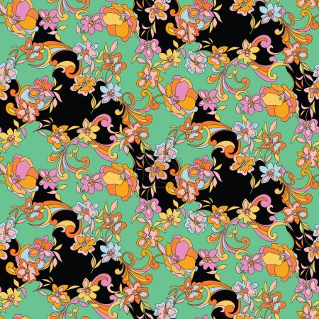 Illustration for FLORAL WAVY SEAMLESS PATTERN IN VECTOR FILE - Royalty Free Image