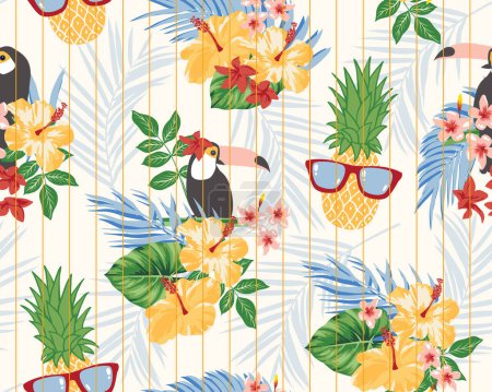 Illustration for CONVERSATIONAL ANIMAL JUNGLE SEAMLESS PATTERN VECTOR - Royalty Free Image