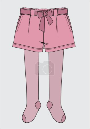 Illustration for GIRLS SHORTS WITH ATTACHED STOCKINGS - Royalty Free Image