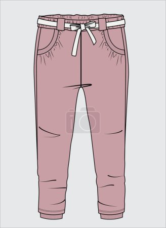 Illustration for BOTTOM WEAR FOR GIRLS AND TEENS TROUSER AND JOGGERS - Royalty Free Image