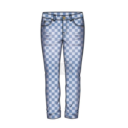 Illustration for CHECKERED PATTERN WOMENS AND GIRLS DENIM - Royalty Free Image