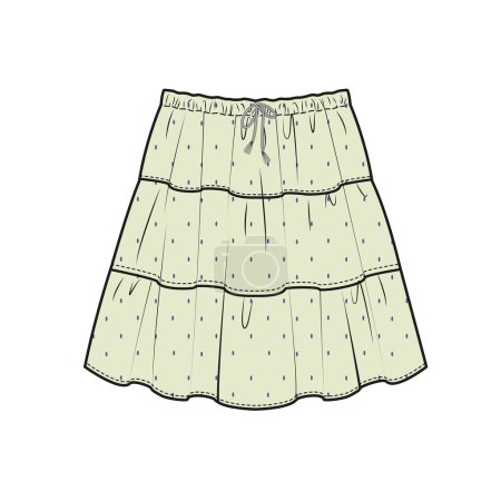 Illustration for PRINTED TIERED OR LAYERED SKIRT - Royalty Free Image