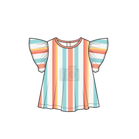 Illustration for FLAT SKETCH OF GIRLS TOP in EDITABLE VECTOR FILE - Royalty Free Image