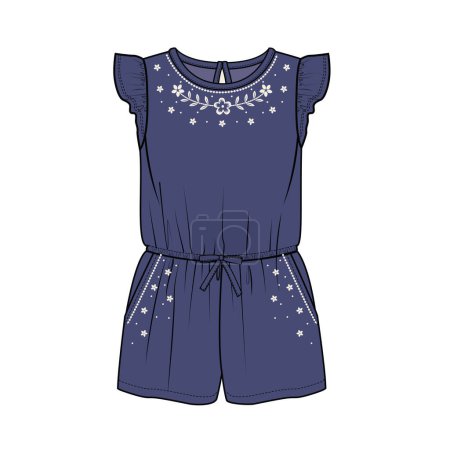 Illustration for JUMPSUIT FOR GIRLS TEENS AND WOMEN - Royalty Free Image