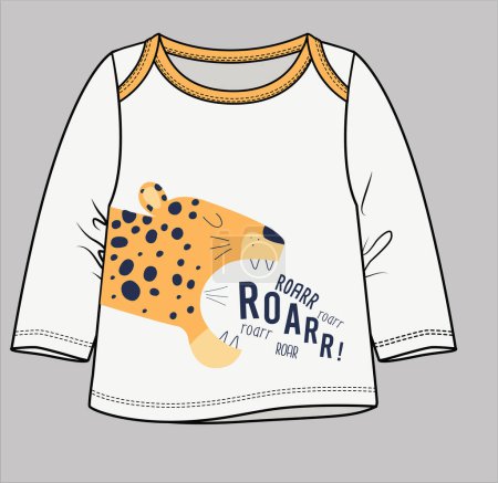 Illustration for TIGER PRINT GRAPHIC KNIT TOP FOR TODDLER AND BABY BOYS - Royalty Free Image