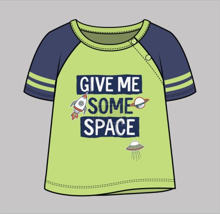 Illustration for SHORT SLEEVES TEE WITH SPACE FUN GRAPHIC FOR TODDLER BOYS AND BABY BOYS - Royalty Free Image