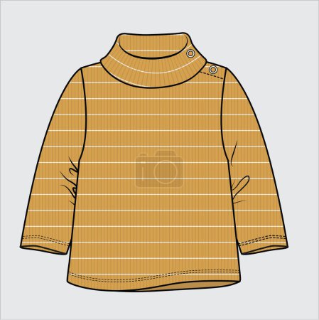 Illustration for STRIPPER RIBBED TURTLE NECK LONG SLEEVES KNIT TOP FOR TODDLER GIRLS AND KID GIRLS IN EDITABLE VECTOR FILE - Royalty Free Image