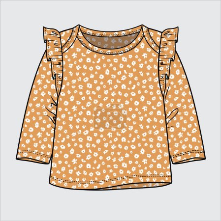 Illustration for BABY GIRLS TOP WITH FRILLS - Royalty Free Image