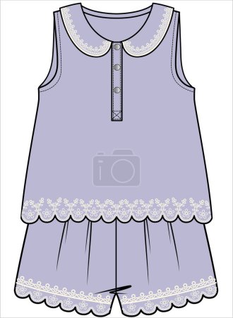 Téléchargez les illustrations : DOUBLE LAYER FRILLED SLEEVES JUMPSUIT AND SCALLOP HEM FOR KID GIRLS AND TEEN GIRLS IN EDITABLE VECTOR FILE - en licence libre de droit